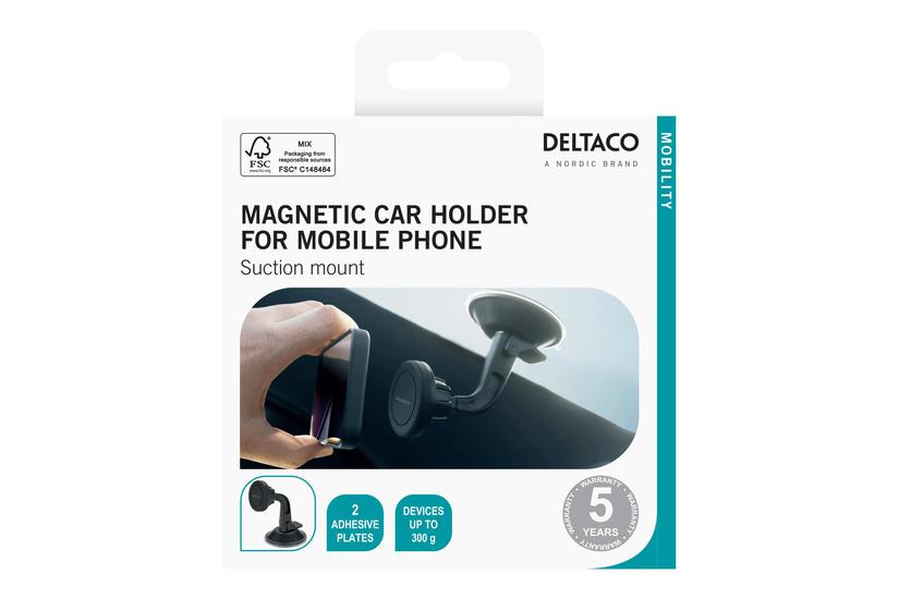 Deltaco Arm-c103 Bilholder For Mobiltelefon Magnetisk Sugemontering