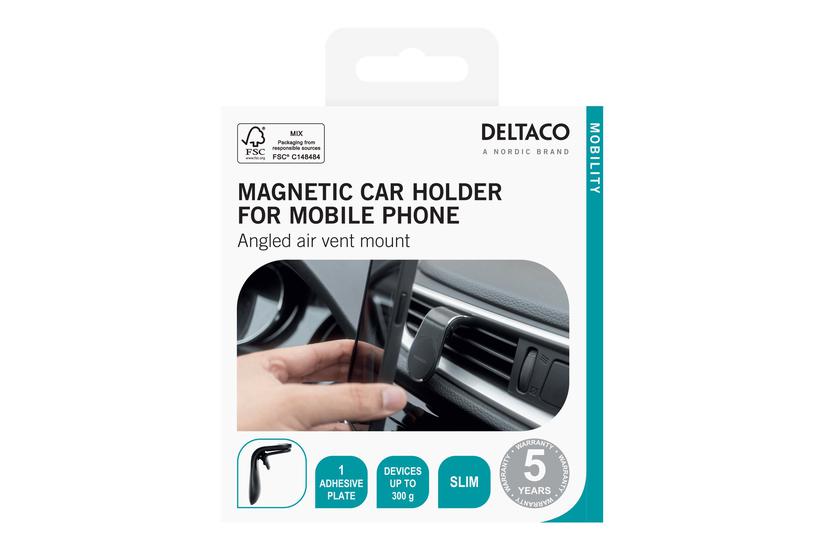 Deltaco Arm-c104 Bilholder For Mobiltelefon Magnetisk Vinklet Tynd