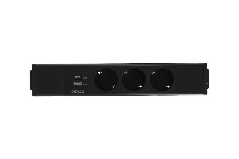 Deltaco Office Stikdåse Ind Ud 1x21w Usb-oplader Gst18 Kapsler Under Skrivebordet