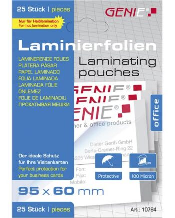 Genie Laminiertaschen 25 Im Visitenkartenformat Folien