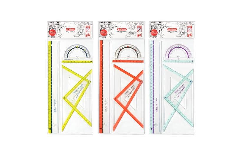 Herlitz Geometrieset 4tlg Lineal Winkelmesser 2xgeodreieck