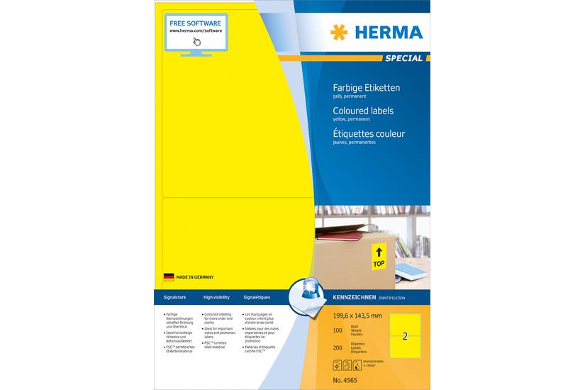 Herma Etiketten A4 Gelb 199 6x143 5mm Papier Matt 1400 St