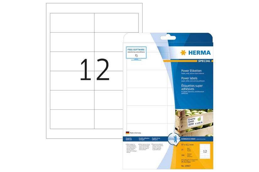 Herma Etiketten A4 Weiß 97x42 Mm Extrem Haftend 300 St