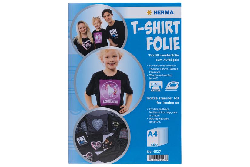 Herma -shirt Folie A4 Dunkle Schwarze Textilien 20 Bl 4527