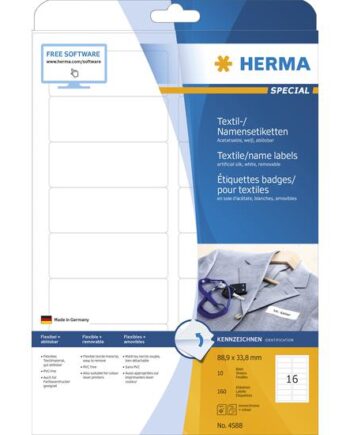 Herma Textil Namensetiketten A4 88 9x 33 8mm Weiss 160 St