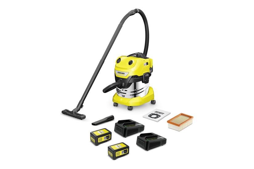 Kärcher Wd -18 Dual Battery Set Støvsuger Beholder Batterier Inkluderet Oplader Gul