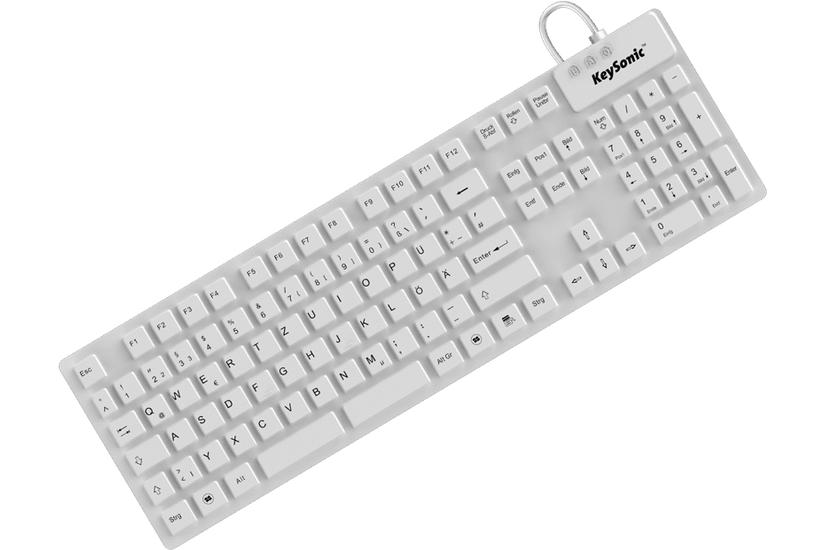 Keysonic Ksk-8030 In De White Tastatur Industriel Usb Qwertz Tysk Hvid