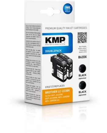 Kmp Doublepack B62dx   Pakker Sort Kompatibel Blækpatron  Alternativ Til: Brother Lc-223bk