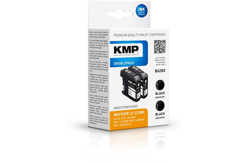 Kmp Doublepack B62dx Pakker Sort Kompatibel Blækpatron Alternativ Til: Brother Lc-223bk
