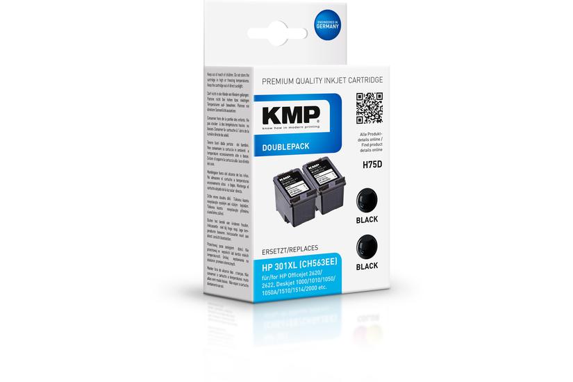 Kmp Doublepack H75d Pakker Sort Kompatibel Blækpatron Alternativ Til: Hp 301 Hp Ch563ee