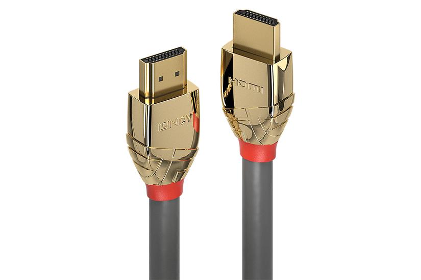 Lindy 37864 Hdmi-kabel Hdmi Type Standard Guld Grå