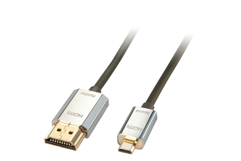 Lindy 41678 Hdmi-kabel Hdmi Type Standard Hdmi Type Micro Sort Krom Guld