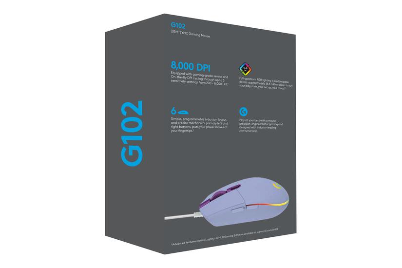 Logitech Gaming Mouse G102 Lightsync Mus Usb Lilla