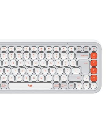 Logitech Pop Icon Combo Sæt Med Mus Og Tastatur Qwerty Us International Off-white  Orange Indgangsudstyr