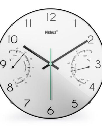 Mebus 16106 Quarz-wanduhr Kvartsur Rund Sort  Hvid