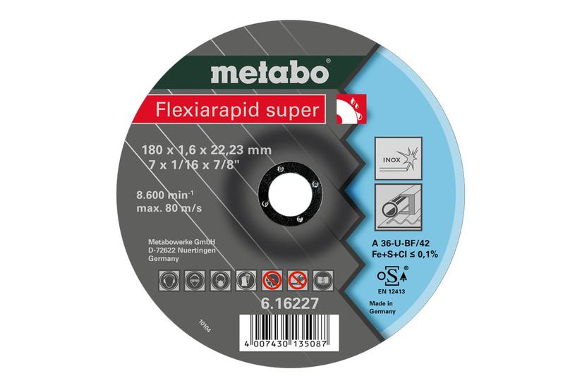Metabo Flexiarapid Super Tf 42 Kæreskive For Rustfrit Stål Syreresistent Stål Inox-stål Fjederstål Værktøjssæt Ikke-jernholdige Materialer