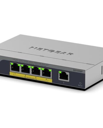 Netgear Gs105ep Ikke Administreret Gigabit Ethernet  10 100 1000  Strøm Over Ethernet  Poe  Grå