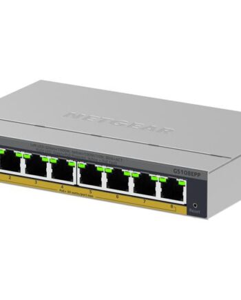 Netgear Gs108epp Ikke Administreret Gigabit Ethernet  10 100 1000  Strøm Over Ethernet  Poe  Bord- Vægmontering Grå