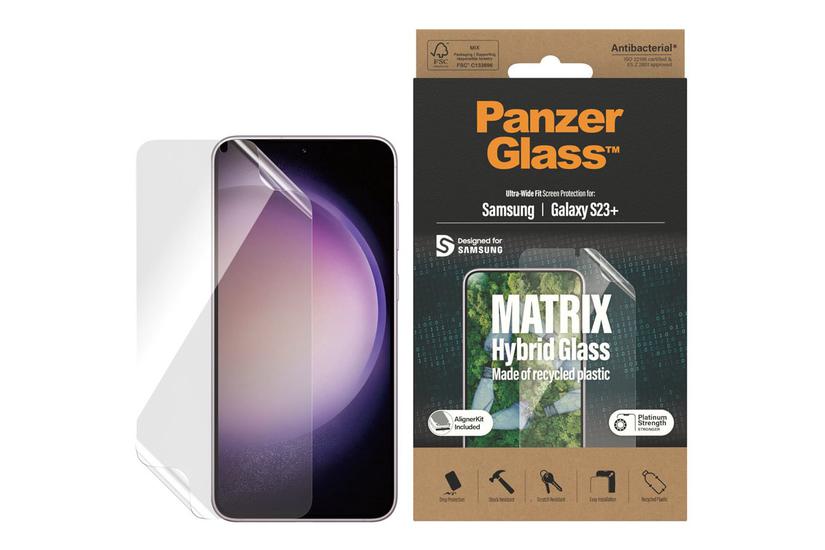 Panzerglass Matrix Hybrid Glass Skærmbeskytter For Mobiltelefon Ultrabred Pasform Med Alignerkit