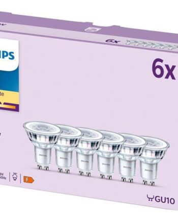 Philips Led-spot Lyspære Klar Finish Gu10       Varmt Hvidt Lys 2700    Pakke Med