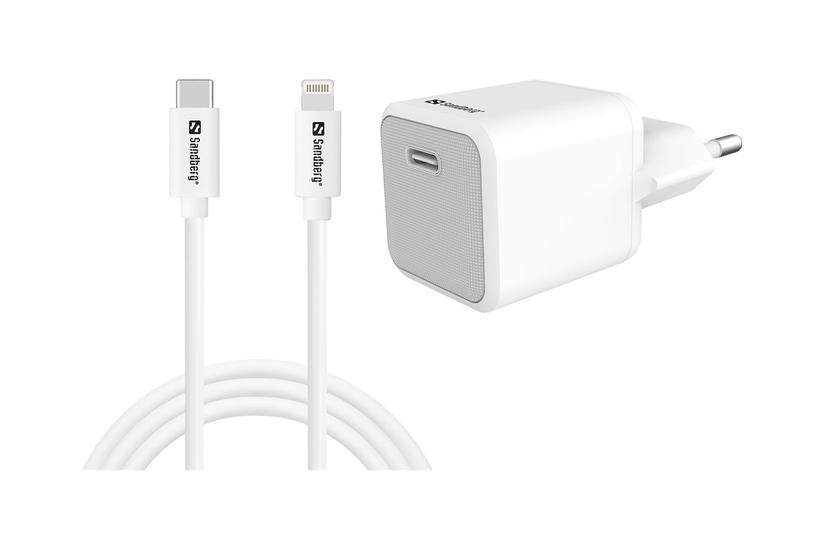 Sandberg Strømforsyningsadapter - - 24 Pin Usb- 20 Watt Med Usb- Til Lightning Kabel 1m