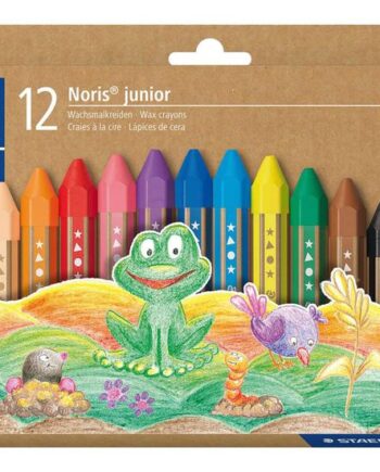 Staedtler Noris Junior 224 Kridt Sort  Rød  Blå  Grøn  Lyseblå  Gul  Orange  Magenta  Fersken  Gulgrøn  Lilla  Van Dyke-brun  Pakke Med 12