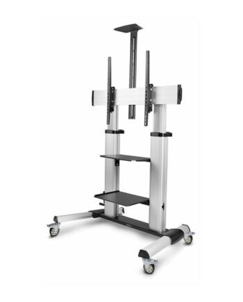 Startech Com Rolling Tv Cart Stand On Wheels  Up To 100inch 220lb Screens Vogn Med Hjul For Fladt Panel Sort  Sølv