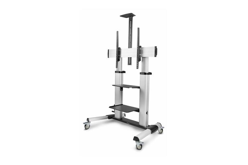 Startech Com Rolling Tv Cart Stand On Wheels Up To 100inch 220lb Screens Vogn Med Hjul For Fladt Panel Sort Sølv