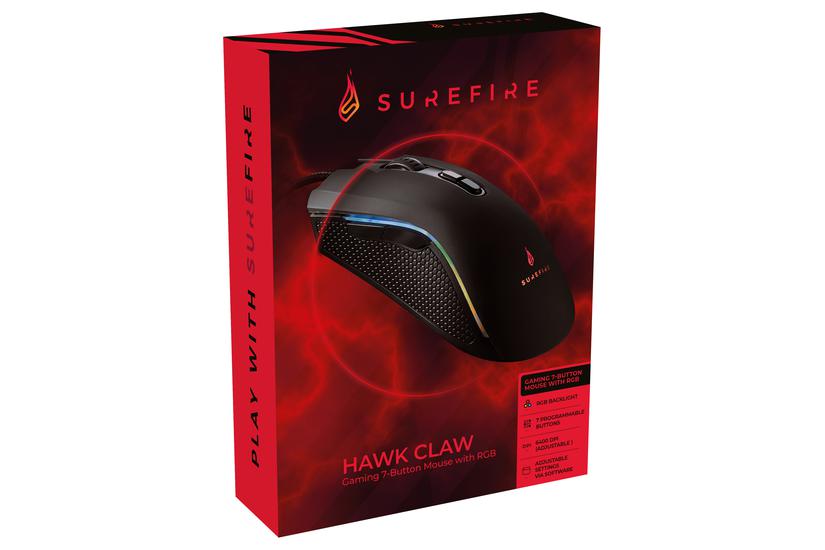 Surefire Hawk Claw Mus Spil Højre Hånd Usb Type- Optisk 6400 Dpi