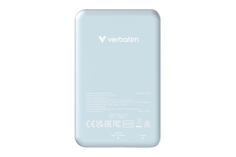 Verbatim Charge Go Trådløs Power Bank Magnetisk Montering Li-pol 24 Pin Usb- 20 Watt