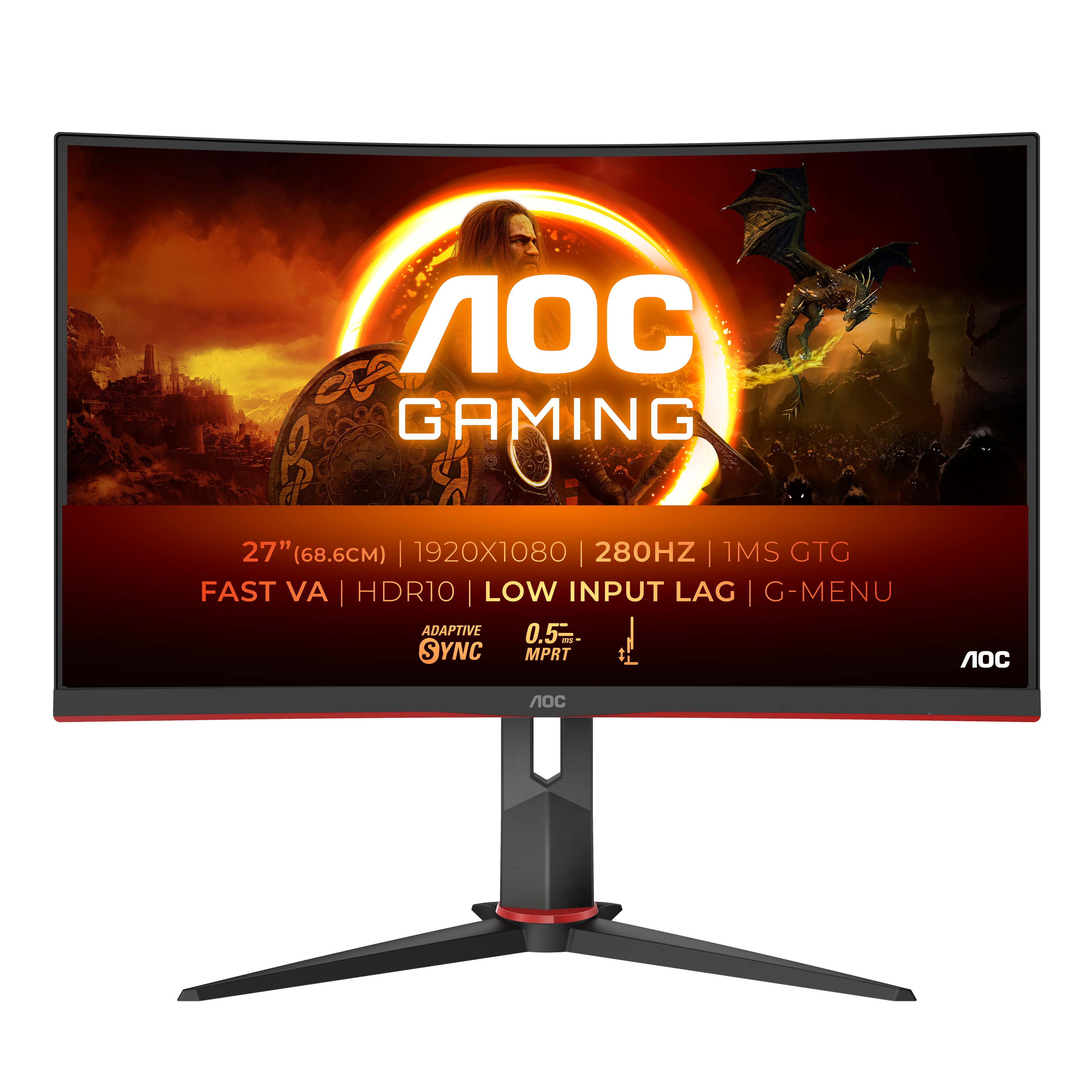 Aoc G2 C27g2z3 Bk Computerskærm 68   Cm  27  1920   1080 Pixel Fuld Hd Led Sort  Rød