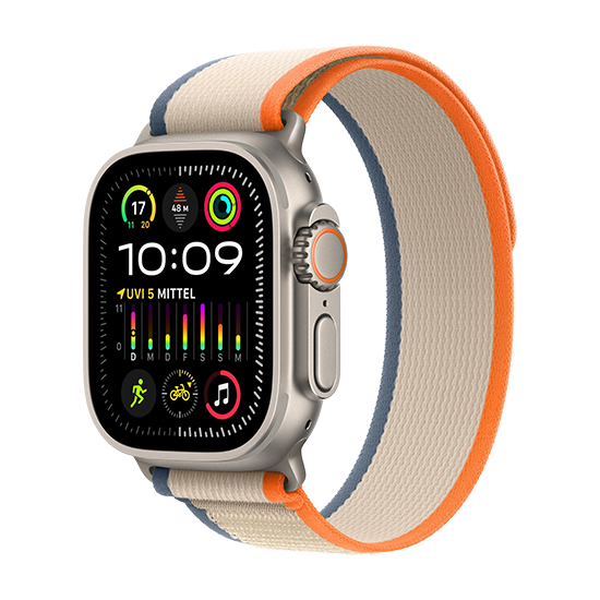 Apple Watch Ultra   Lte 49mm Titan With Trail Loop     Orange Beige