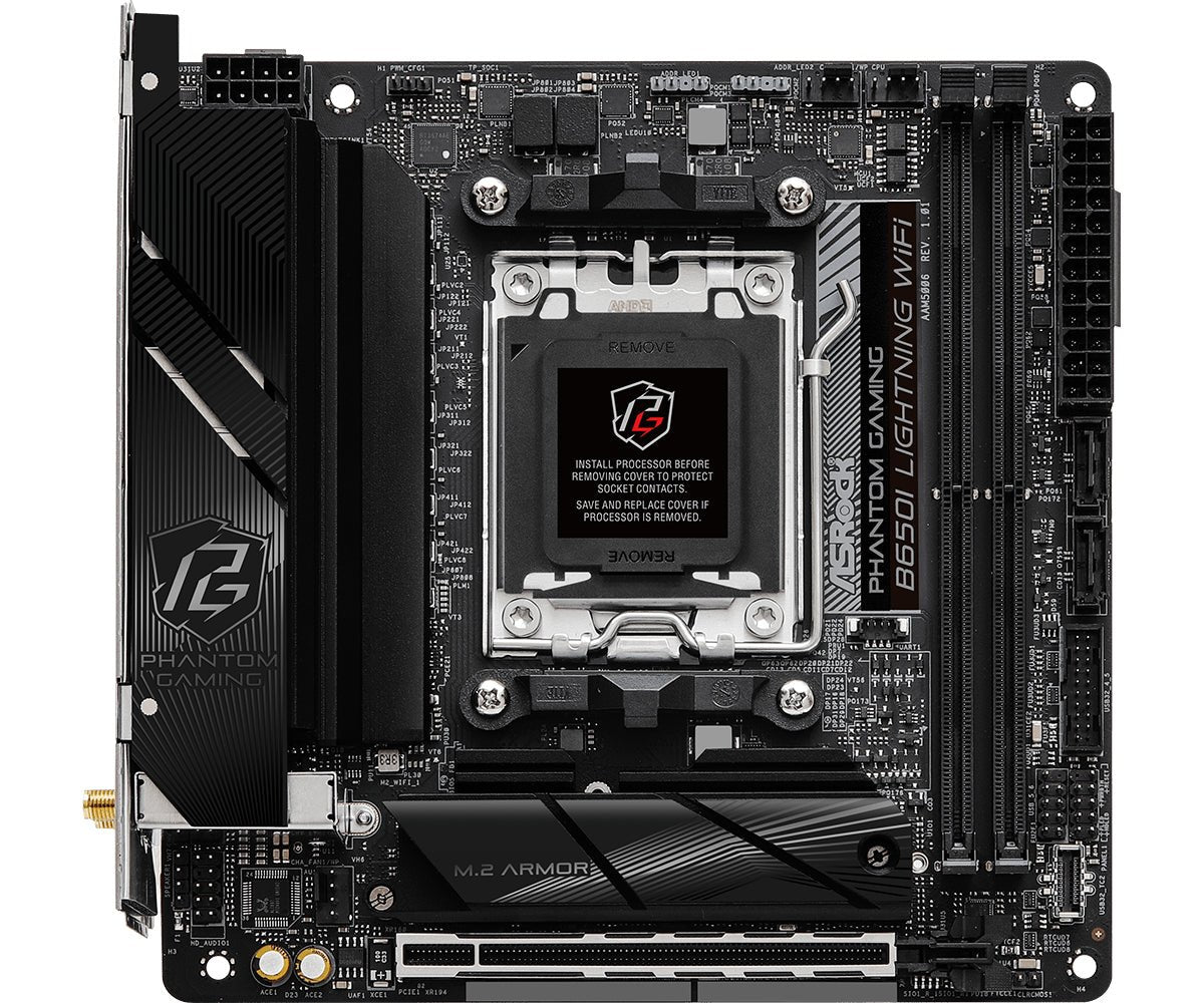 Asrock B650i Lightning Wifi Bundkort Socket Am5 Usb     Gen   Onboard Grafik  Cpu Påkrævet  Retail