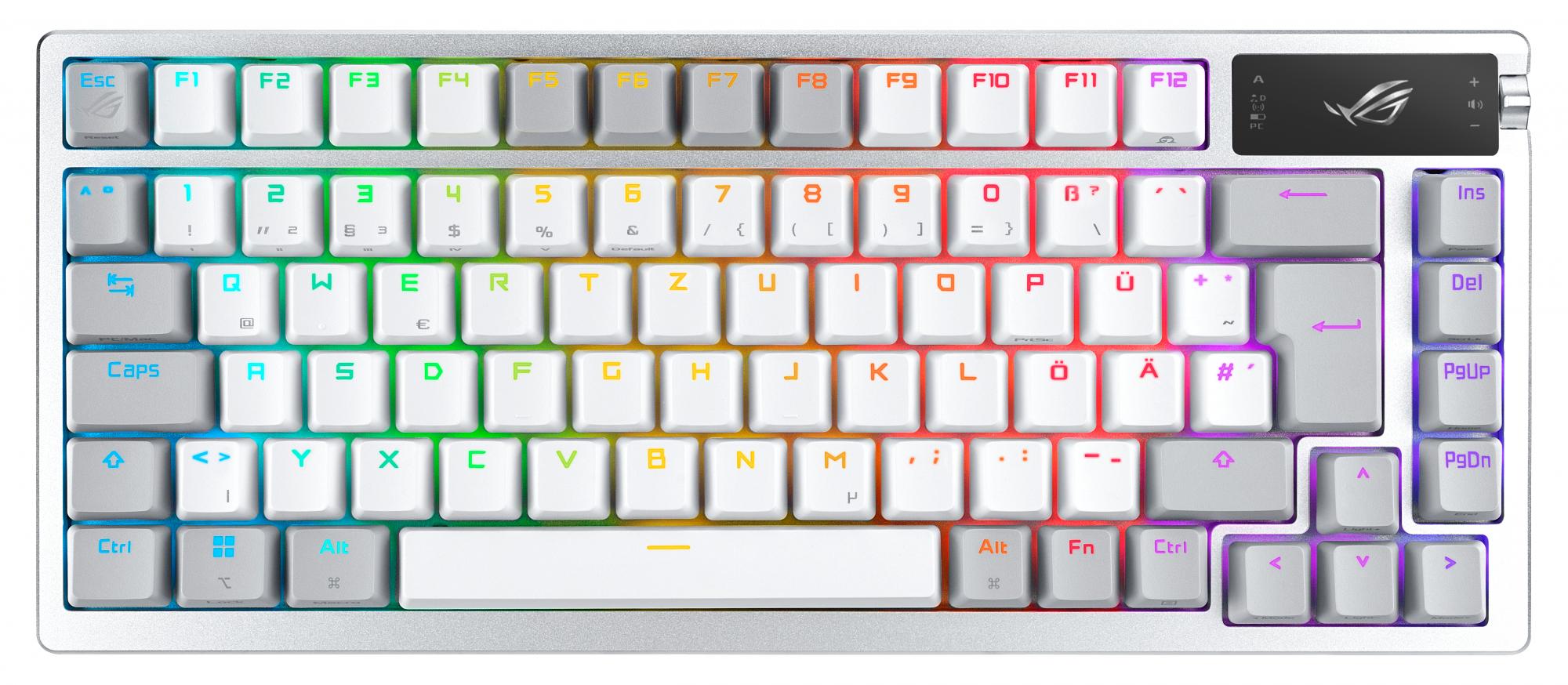 Asus Rog Azoth Moonlight White 75  Wireless Diy Custom Rgb Gaming Keyboard  Nx Red Switches  Oled Display  Pbt Tastatur Geekd Dk