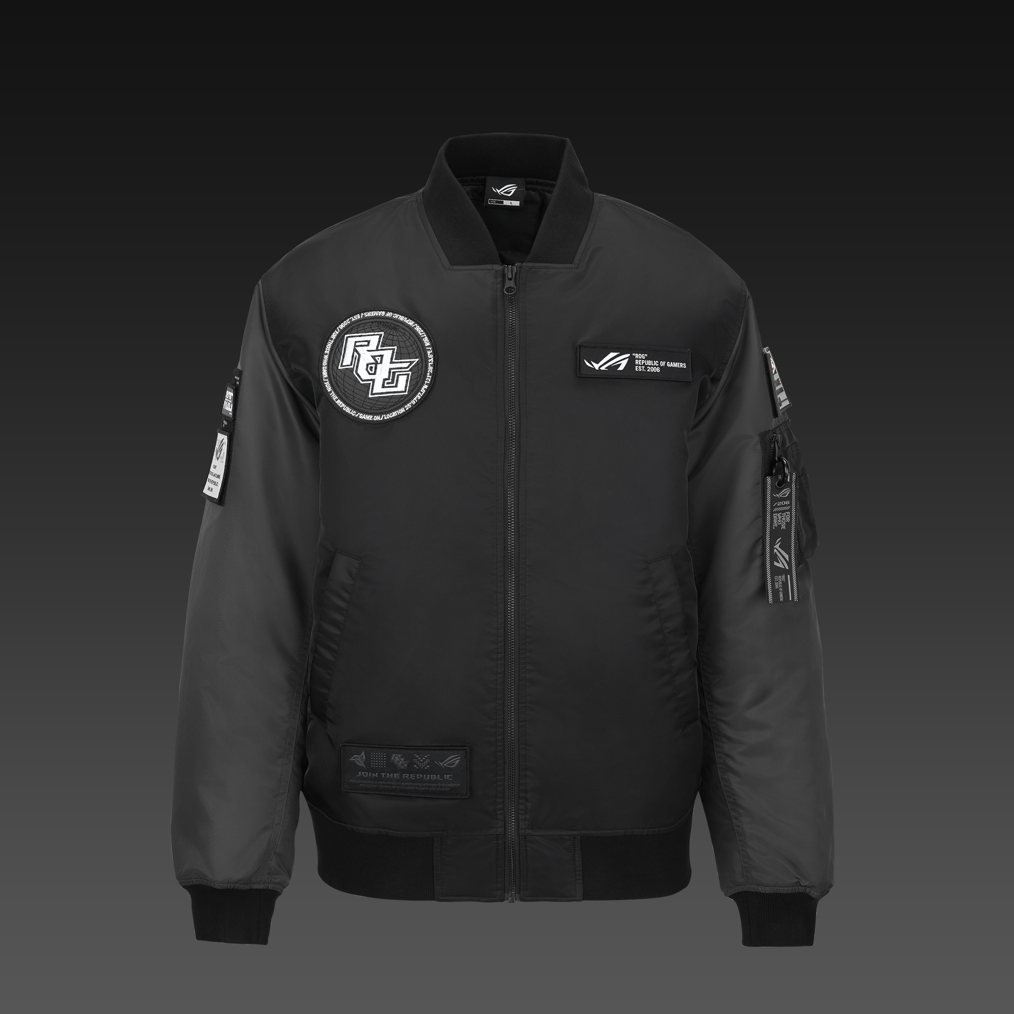 Asus Rog Cosmic Bomber Jacket Regular Fit Sort Grå   Small