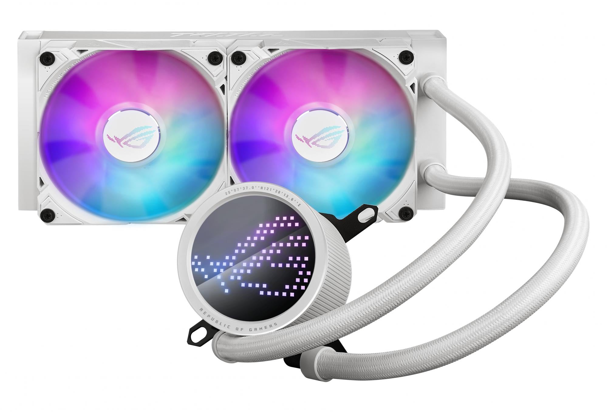 Asus Rog Ryuo Iii 240 Argb White Ed 240mm All-in-one Cpu Liquid Cooler With Anime Matrix Led Display