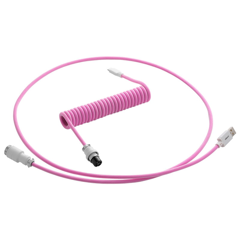 Cablemod Pro Coiled Keyboard Cable Usb   To Usb Type    Strawberry Cream 150cm