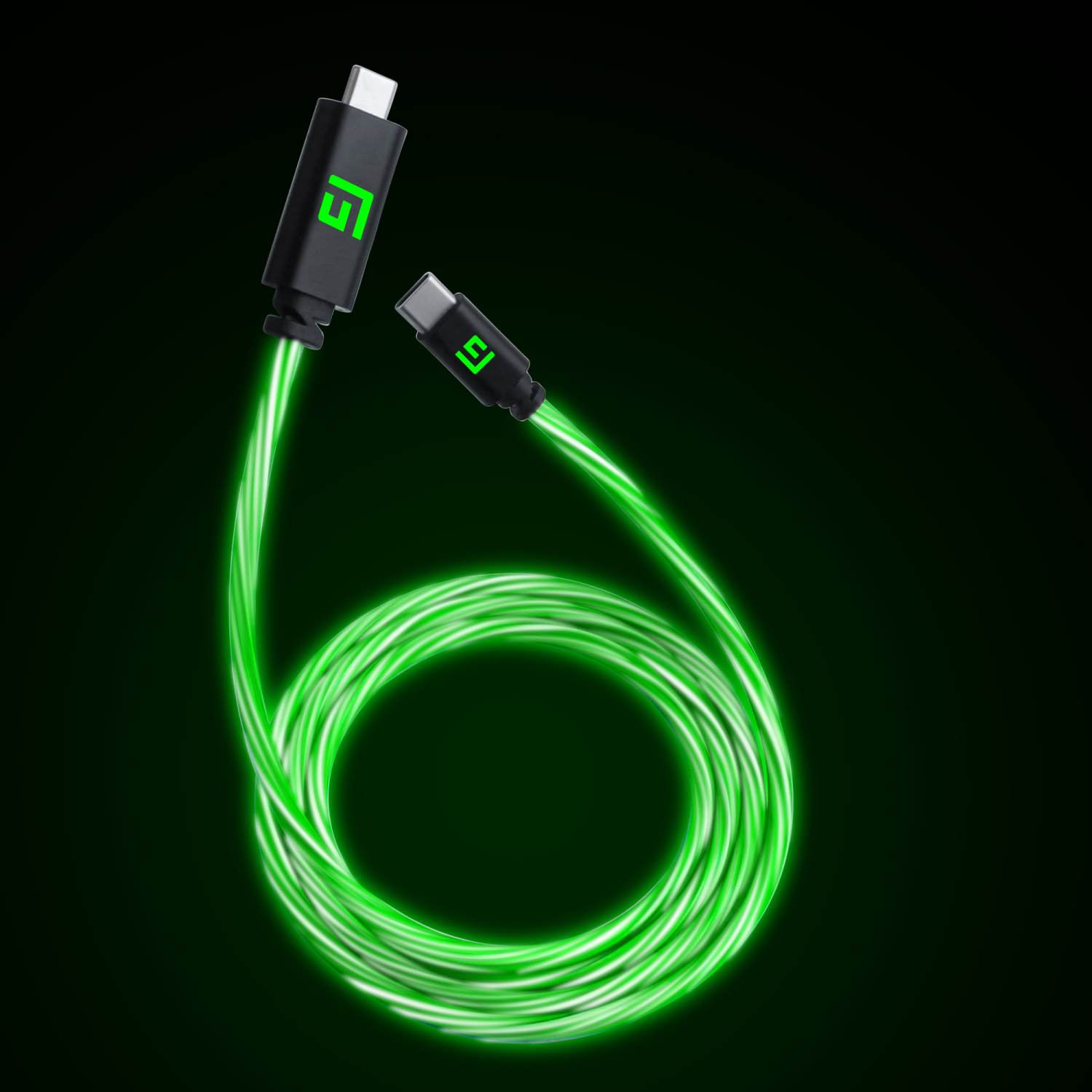 Floating Grip 3m Usb-  Usb-  Cable With Led Light Green Kabler Geekd Dk