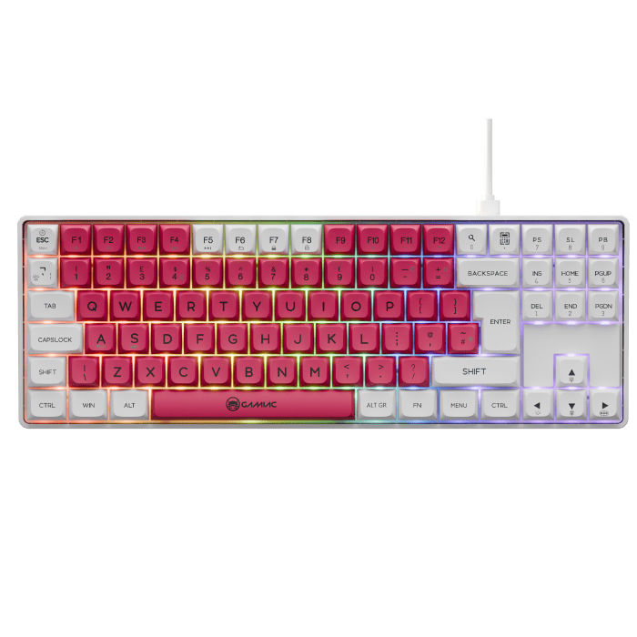 Gamiac Tkl90g Hvid Rød Tkl Tastatur Blå Switch