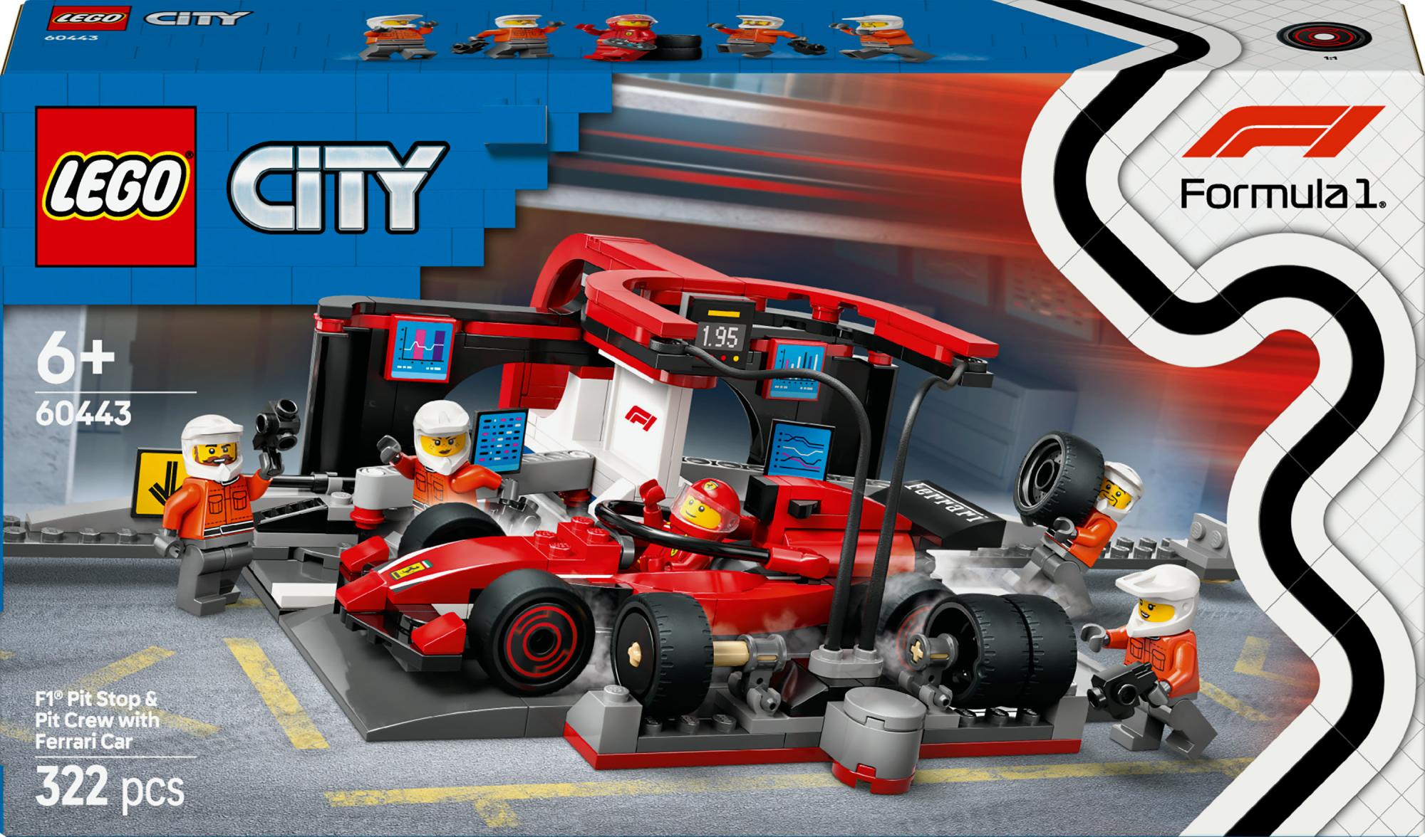 Lego 60443 City F1 Pit Stop With Pit Crew And Ferrari Racer