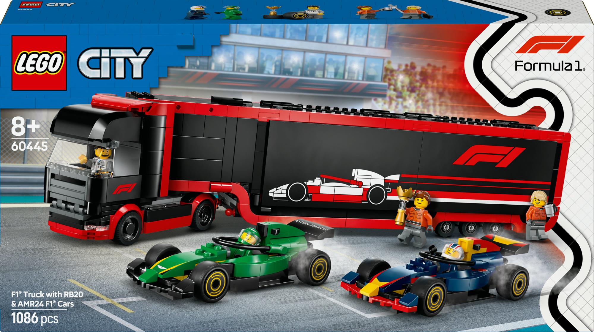 Lego 60445 City F1 Transporter With Rb20   Amr24 F1 Racing Cars