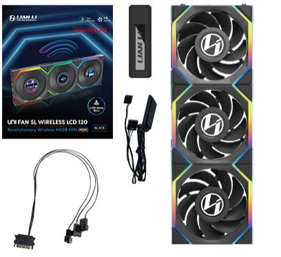 Lian Li Uni Fan Sl Wireless Lcd Reverse    Pak  Sort 120mm Kabinet Blæser Geekd Dk