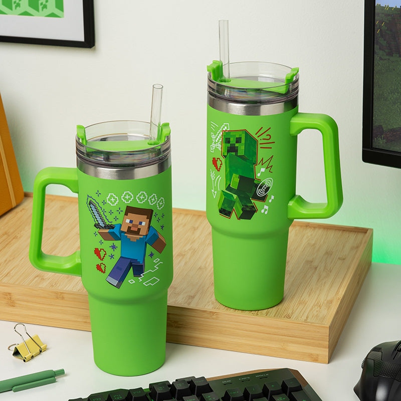 Minecraft Grøn 900ml Multiway Rejse Kop Med Sugerør Geekd Dk