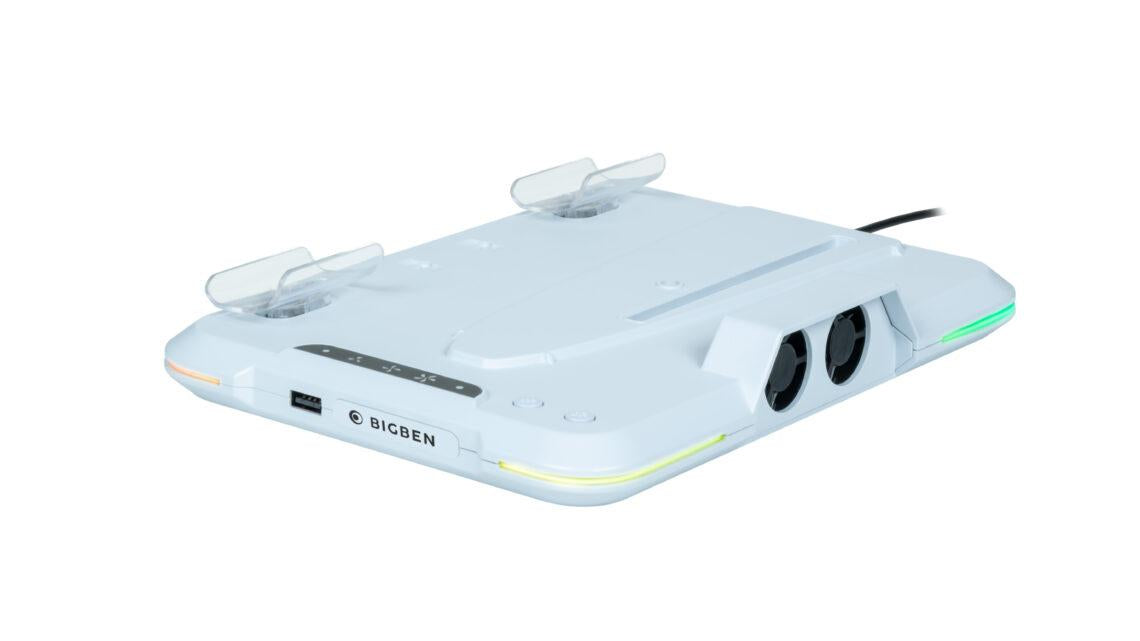 Nacon Charging Station Med Fan Rgb Usb Hub Fan  Hvid Ps5 Slim Charging Dock Geekd Dk