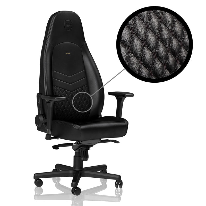 Noblechairs Icon Real Leather Black Black Stol Geekd Dk