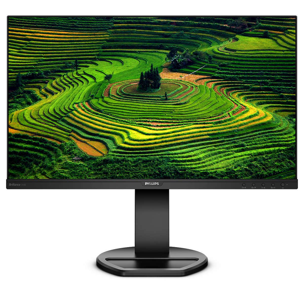 Philips   Line 241b8qjeb 24 1920   1080  Full Hd  Dvi Vga  Hd-15  Hdmi Displayport 75hz Pivot Skærm Geekd Dk