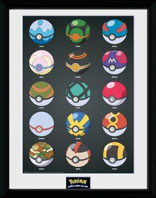 Pokemon Framed Print Pokeballs  30x40  Legetøj Geekd Dk