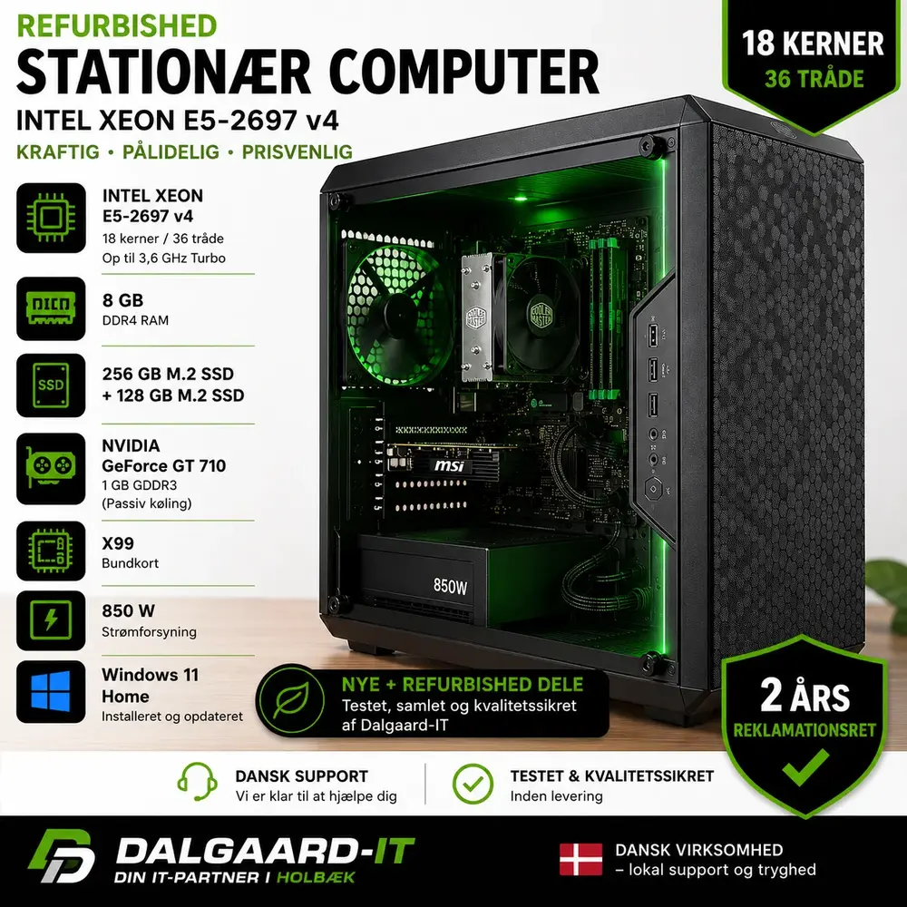Refurbished Xeon E5-2697 V4 Stationær Computer  18 Kerner
