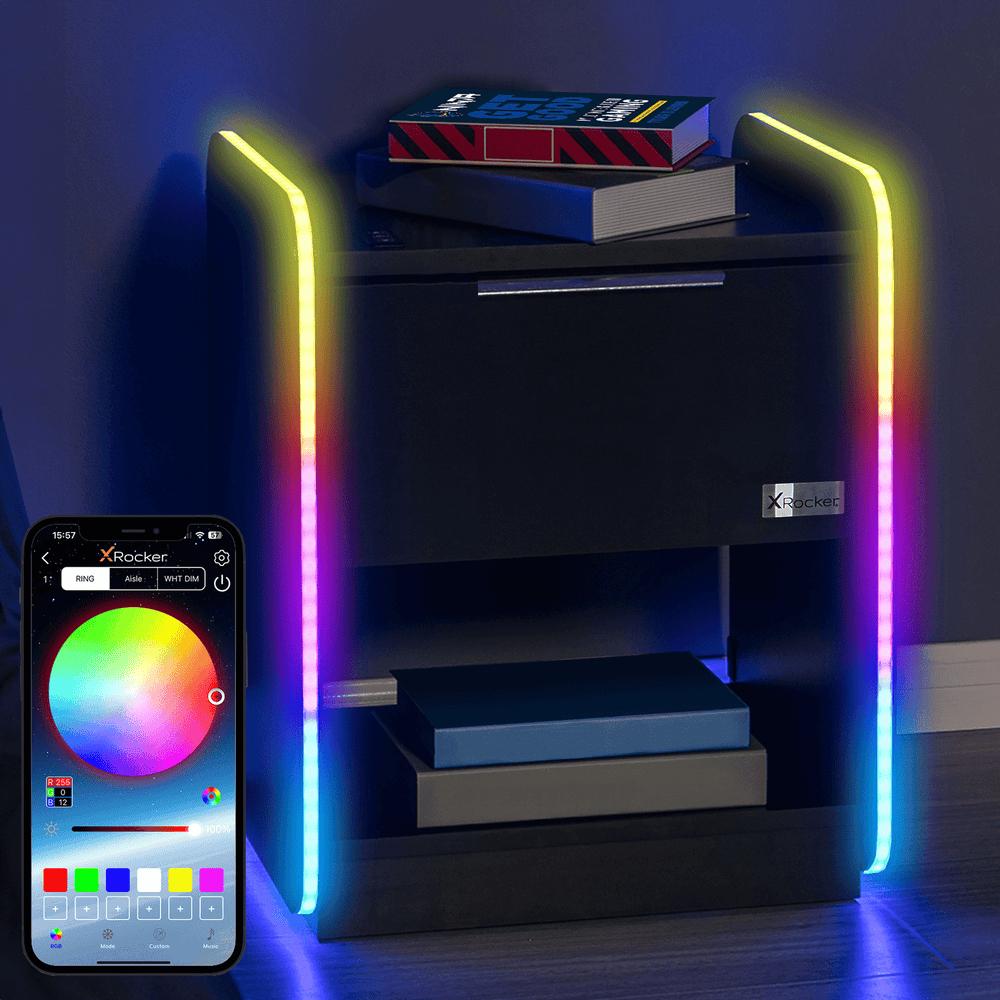 Xrocker Electra Bedside Black With Black Led Møbler Geekd Dk